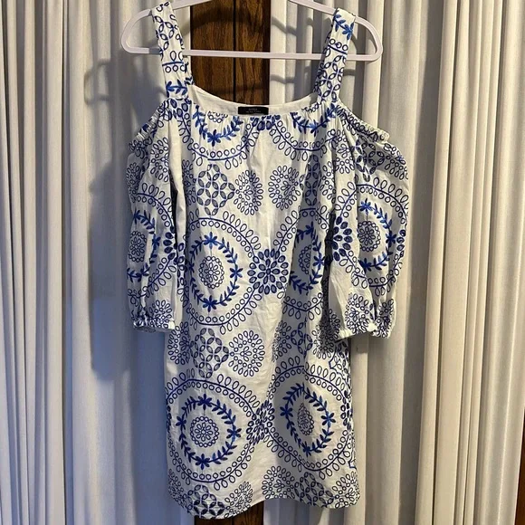 Trina Turk Embroidered Eyelet Off The Shoulder Tank Dress - Picture 4 of 14